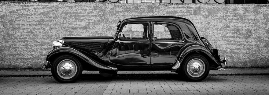 grayscale photography of vehicle