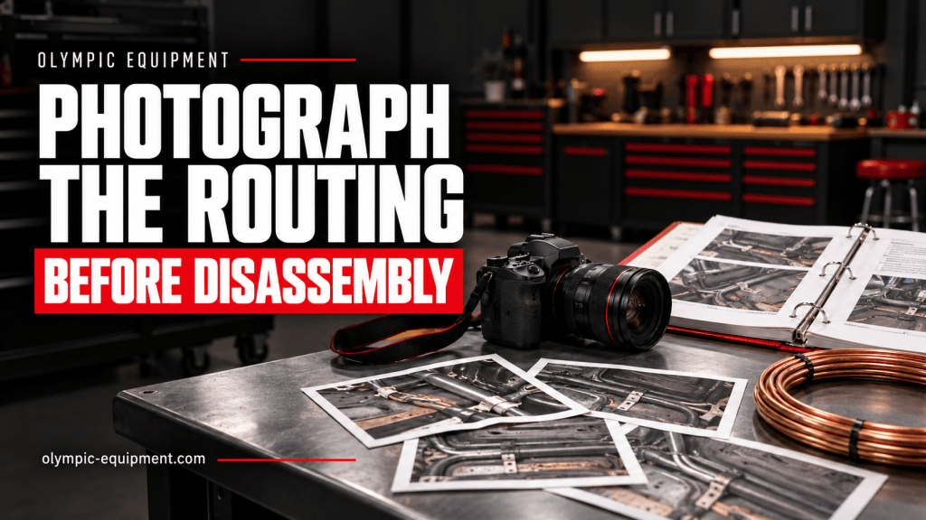 Olympic Equipment educational video cover: Why Should You Photograph Brake and Fuel-Line Routing Before Disassembly?